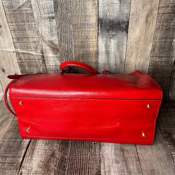 RLL Ralph Lauren Red Leather tote shoulder Handbag - Picture 12 of 15